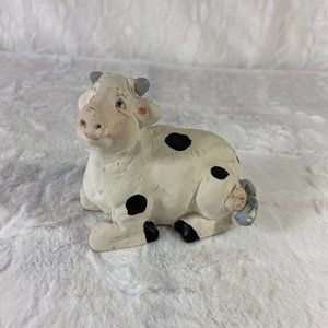 Hand Crafted Cast Art Kristin Dreamsicles Black & White Cow Figure 1991